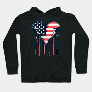 Fighter Jet Airplane American Flag Heart 4Th Of July Hoodie